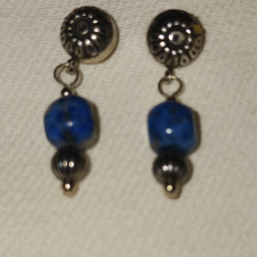 Blue and Silver Starburst Earrings